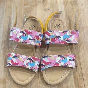 Colorful Bird Print Kids Sandals